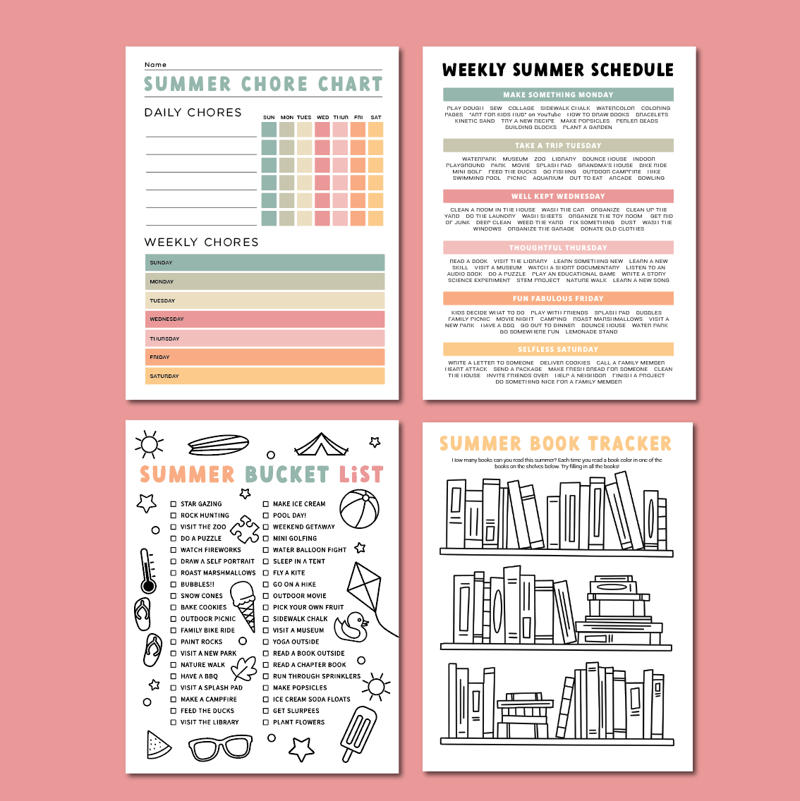 Summer Chore Charts and Bucket List!