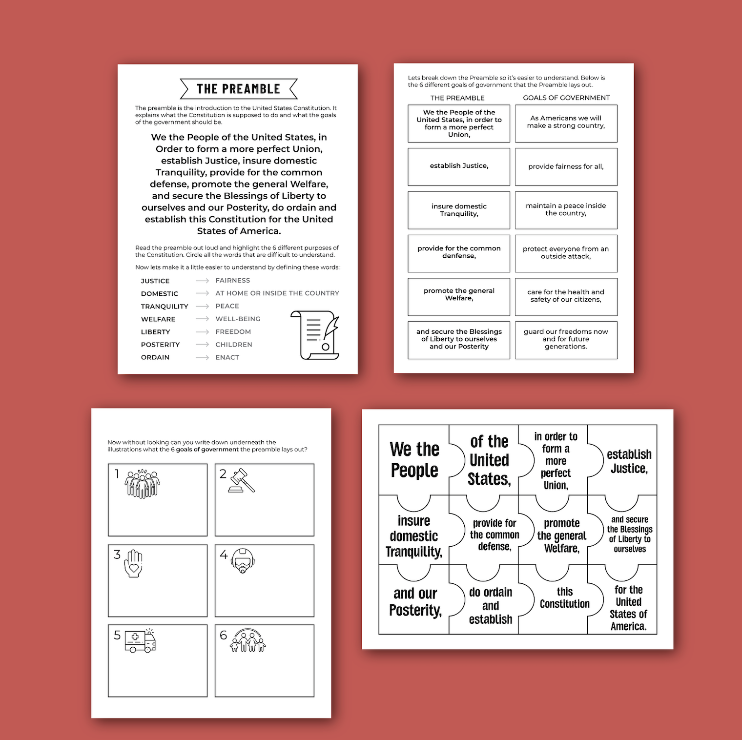 The Preamble Worksheets