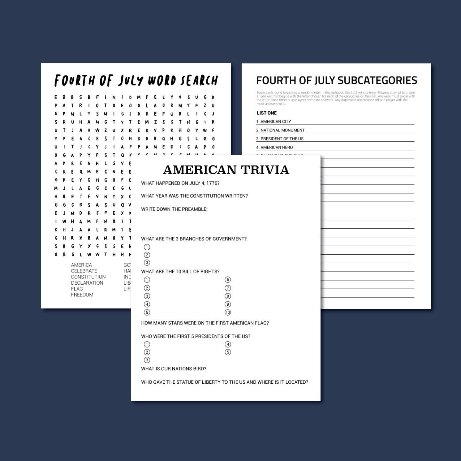 Fourth of July Worksheets