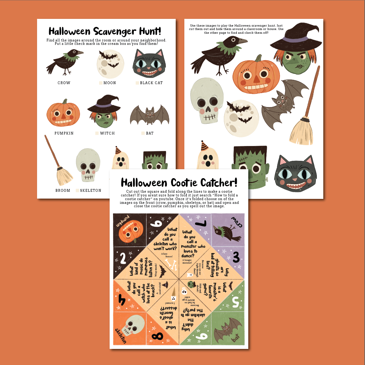 Halloween Cootie Catcher and Scavenger Hunt