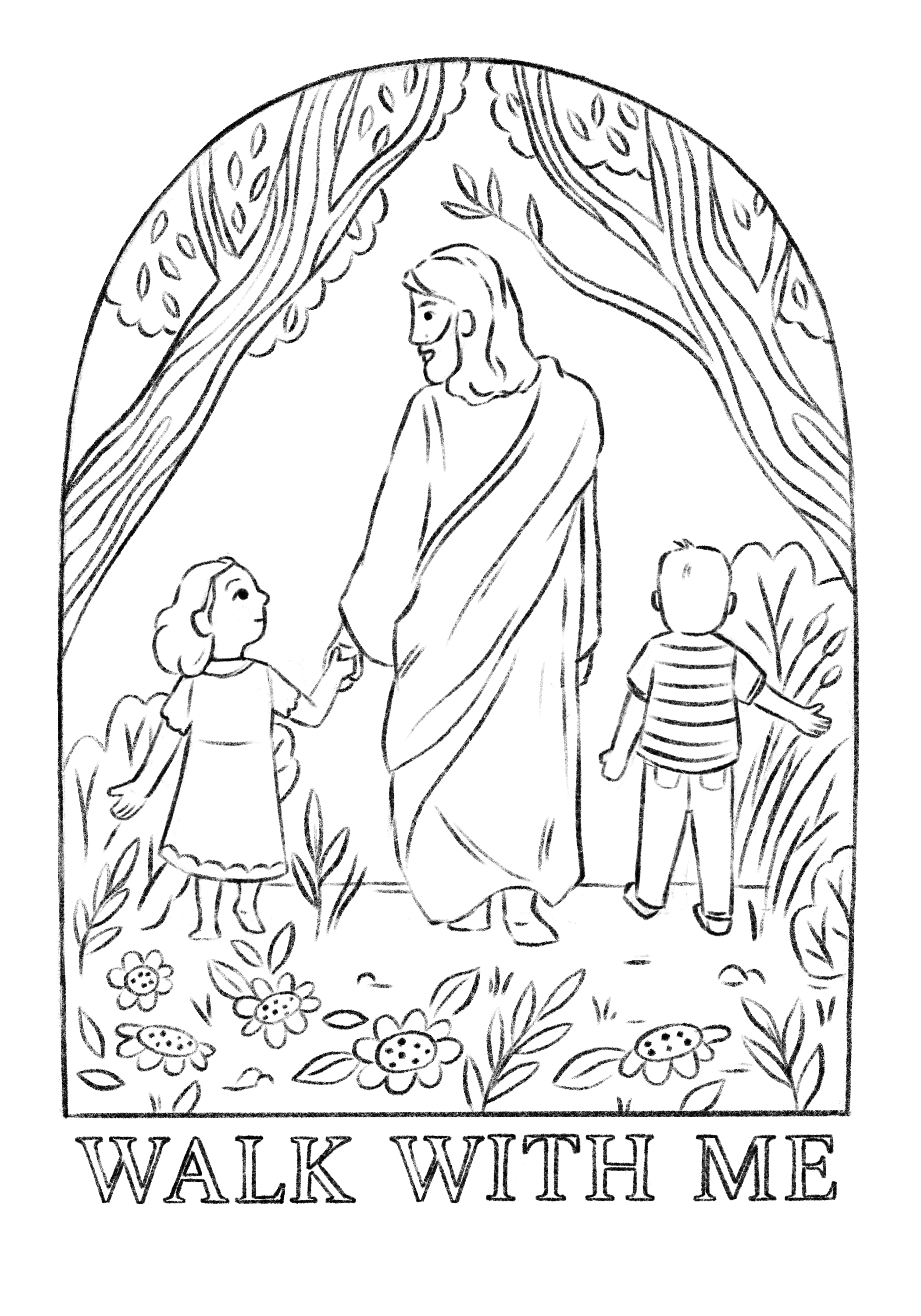 Walk With Me Coloring Page