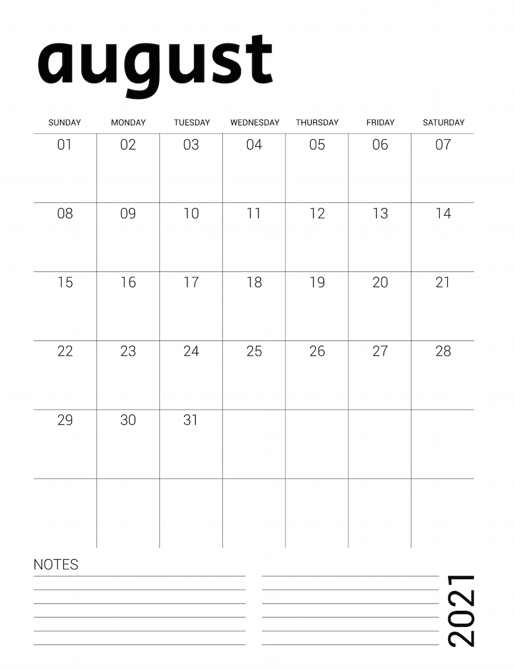 2021 Calendar Letter Paper Size