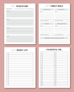 2022 New Years Resolution Sheets