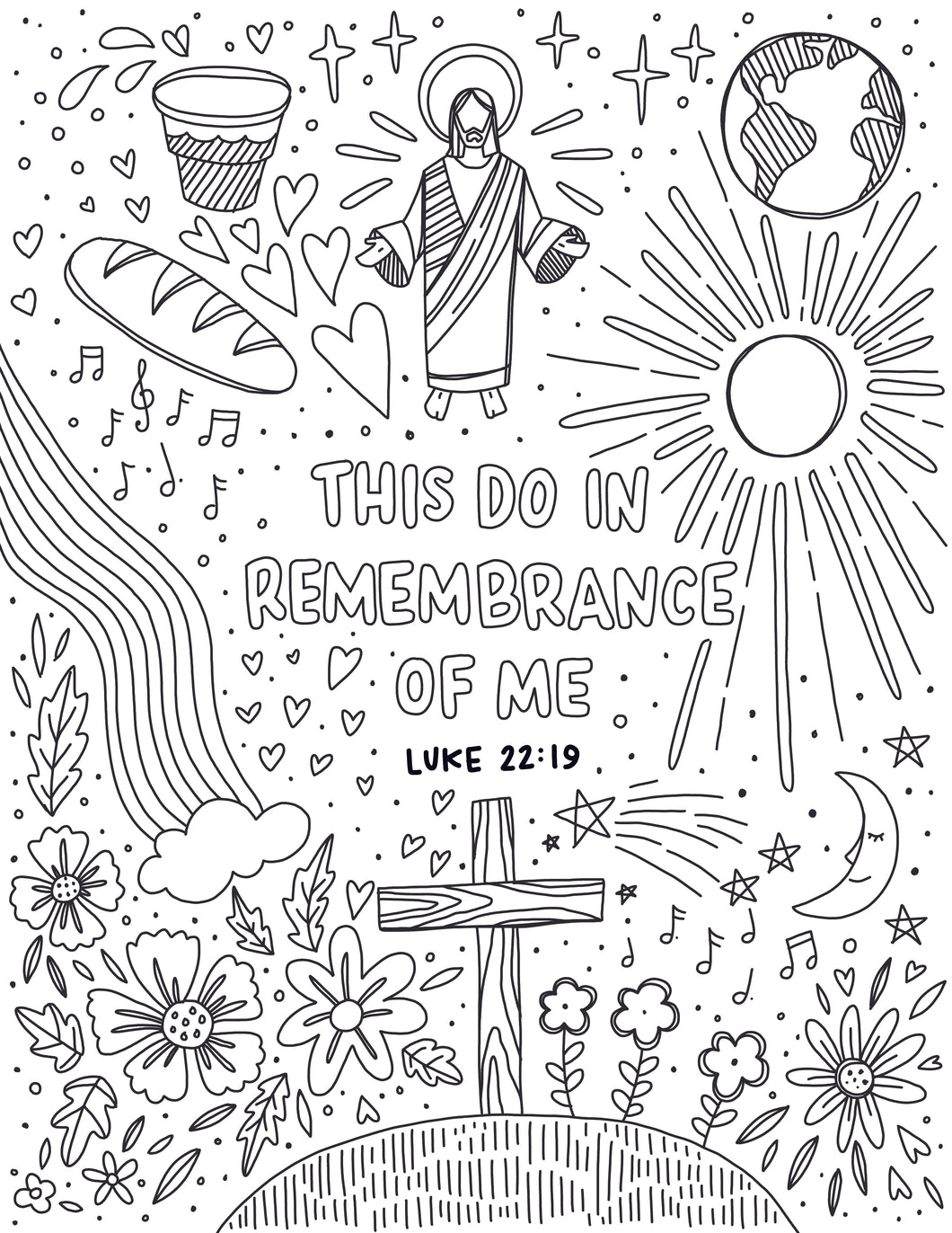 In Remembrance of Me - Easter Coloring Page